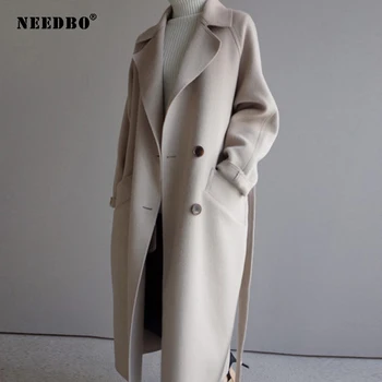 Зимнее Женское пальто, Длинный тренч в британском стиле, Женская Секция, Осеннее Женское Корейское Осенне-зимнее пальто, Женское пальто, шерстяное пальто