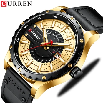 Мужские часы CURREN, Лидирующий бренд, Повседневные Кожаные наручные часы для мужчин, Модные кварцевые часы relojes para hombre