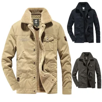 Очень большая Мужская куртка 5XL, военная, уличная, Повседневная, Высококачественная, из цельной овечьей шерсти, Утолщенное теплое хлопчатобумажное пальто