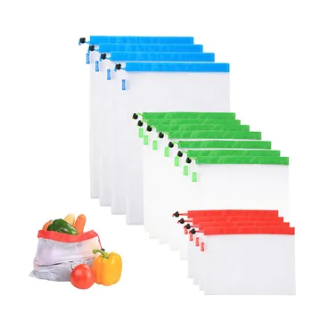 1 шт. Многоразовая сетчатая сумка для покупок с цветными полосками, упаковка для фруктов и овощей