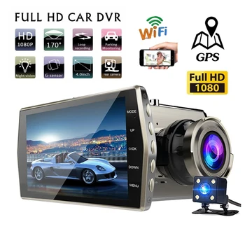 Автомобильный Видеорегистратор WiFi Full HD 1080P Dash Cam Камера заднего Вида Автомобильный Видеорегистратор Ночного Видения Auto Dashcam Автомобильная Камера GPS Трекер DVRs