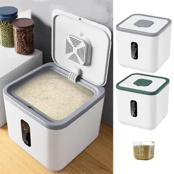 Диспенсер для риса, Кухонный контейнер для зерна Большой емкости с крышкой, Бытовой ящик для хранения соевых, кукурузных хлопьев Для домашних животных