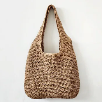 2023 Новая Женская модная сумка, маленькая тканая сумка на одно плечо, Пляжная сумка ручной работы, тканая сумка из травы оптом