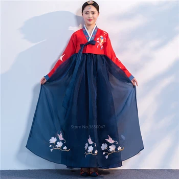Ortodoks Hanbok Kostum Tradisional Wanita Tradisional Gaun Korea Elegan Putri Istana Kostum Korea Bordir Pesta Pernikahan