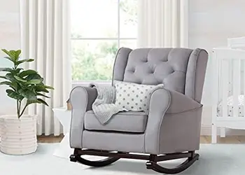 Кресло-качалка с мягкой обивкой, дерево, голубовато-серый