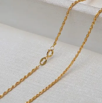 100% настоящие ювелирные изделия из золота 18 Карат Au750, ожерелье для женщин, ожерелья для свитеров, желтое золото, 40-60 см, цепочка из чистого золота, ожерелье около 1,2 м
