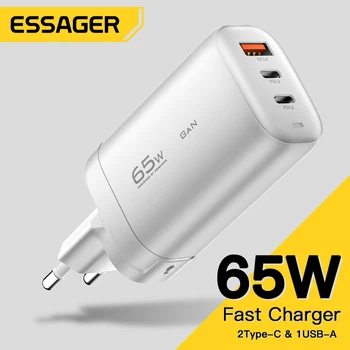 Essager 65 Вт GaN Зарядное Устройство USB Type C Зарядное Устройство Адаптер Быстрой Зарядки QC PD 3,0 Для iPhone 13 12 Pro Max Huawei Samsung Настенное Зарядное Устройство