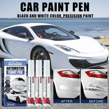 Ручка для покраски автомобиля, Авторемонтная ручка для ремонта царапин на автомобилях, Водонепроницаемая ручка для автоматического удаления царапин, Черный/Белый O3U7