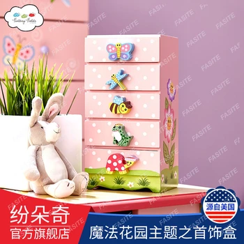 Teamson Duoqi Деревянный настольный ящик для хранения ювелирных изделий, Небольшой шкаф для хранения, подарок на день рождения для девочки