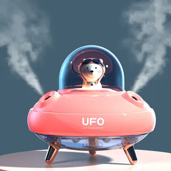 Мини-Увлажнитель Для Милых Домашних Животных UFO Двухструйный Распылитель USB Night Light Счетчик Воды Распылитель Бытовой Настольный Туманообразователь