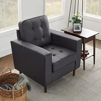 Мягкий диван - Диваны для гостиной - Диван из искусственной кожи верблюжьего цвета - Маленький диван - Мебель для гостиной - Включает в себя валик P