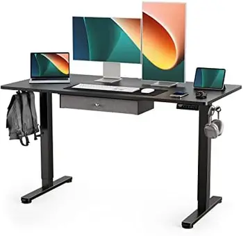 Стоячий Письменный стол с выдвижным ящиком, Регулируемый По высоте Письменный стол Sit Stand Up, Компьютерное рабочее место для домашнего Офиса, 48x24 дюйма, Черный