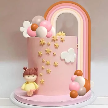Радужный Топпер для торта, Богемная мягкая керамическая вставка Для Кекса, Десерт, Детский душ, День Рождения, Свадебные украшения для вечеринок