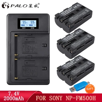 PALO NP-FM500H NP FM500H NPFM500H Аккумулятор NPFM500H + ЖК-дисплей с двумя USB-зарядными устройствами Для Sony A57 A58 A65 A77 A99 A550 A560 A580 L50 SLT-A68 ILA77