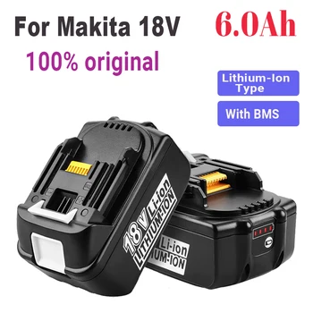 100% сменный литий-ионный аккумулятор Makita 18V 6Ah перезаряжаемый со светодиодным индикатором уровня заряда для электроинструмента LXT BL1860B BL