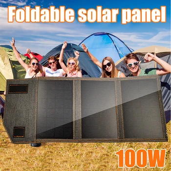 Наружная складная солнечная панель мощностью 100 Вт, 5 В USB, портативное солнечное зарядное устройство для смартфона для туризма, Кемпинга, пеших прогулок, зарядное устройство для телефона