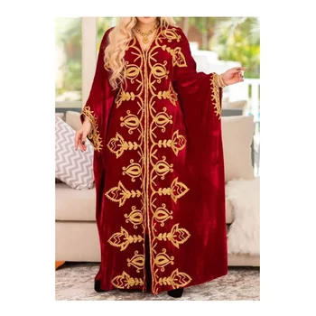 Красные Кафтаны, платье Farasha Abaya из Дубая, Марокко, очень модное длинное бархатное платье, европейский и американский модный тренд
