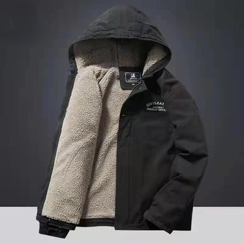 Мужские зимние куртки с новым рисунком, Мужское пальто с капюшоном, Кашемировая мужская куртка, утолщенные теплые парки, Свободная мужская одежда из чистого хлопка