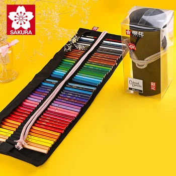 Японская сакура 48-цветной черный профессиональный набор карандашей масляного/водного цвета, подходит для художественного раскрашивания и рисования