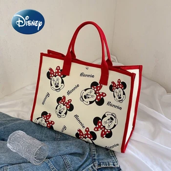 Disney Minnie, новая женская сумка, Роскошный бренд, Модная женская сумка через плечо, Мультяшная милая холщовая сумка для хранения большой емкости