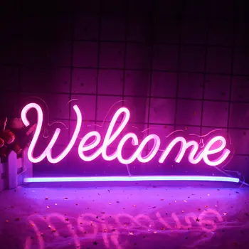 Wanxing Neon Led Неоновая Вывеска Добро Пожаловать Дизайн Настенное Искусство Для Магазина Ресторан Бар Спальня Домашний Декор Комнаты С Питанием От USB