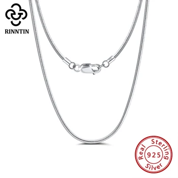 Rinntin Цепочка-змея из стерлингового серебра 925 пробы, плоское ожерелье-цепочка-змея для женщин, Мужская мода, 8-сторонняя цепочка-змея на шею, ювелирные изделия SC30