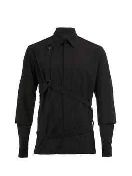 Рубашки с привязкой к ремешку Роскошный дизайн темный стиль Унисекс Оригинальный дизайн мужские для мужской одежды Топы Owens Черные рубашки одежда