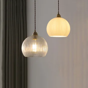 Скандинавский современный стеклянный подвесной светильник, медная люстра для спальни, столовой, гостиной, бара, декор, бытовая техника, светильники