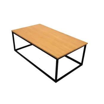Прямоугольный журнальный столик из дерева и металла, натуральный