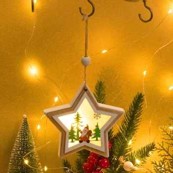 Светодиодный ветряной светильник в форме Рождественской елки, ночная лампа, Маленькая пентаграмма, фонарь с веревкой, Рождественская елка, подвесной орнамент, ремесло