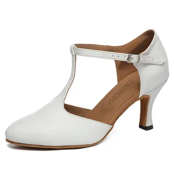 Женская обувь для бальных танцев, Белая обувь для социальных вечеринок, Обувь для Вальса, Танго, Современная обувь для латиноамериканских танцев, Обувь для латиноамериканской Сальсы с закрытым носком