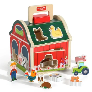 Красочная форма, блок для подбора комбинаций, деревянная игрушка для образования детей, Фермерский дом, блок-головоломка, Детский сад, Обучающая игрушка для детей