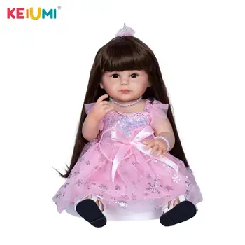 Новое Стильное розовое платье принцессы 55 см, кукла-реборн для девочек, детская игрушка, подарок на день рождения и Детский праздник
