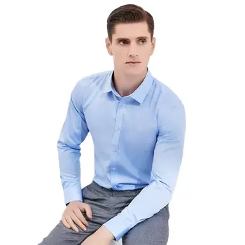 Мужская белая рубашка с длинным рукавом regular fit, официальная деловая рубашка из бамбукового волокна, однотонный топ