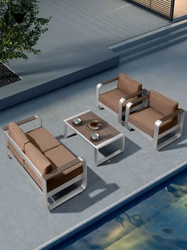 Уличный диван для отдыха, стол для переговоров из алюминиевого сплава в американском стиле, легкий роскошный балкон, терраса, внутренний двор
