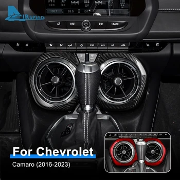 Настоящее Твердое Углеродное Волокно для Chevrolet Camaro 2016-2023 Аксессуары Центральная Крышка Вентиляционного Отверстия Наклейка Внешняя Рамка Внутренняя Отделка