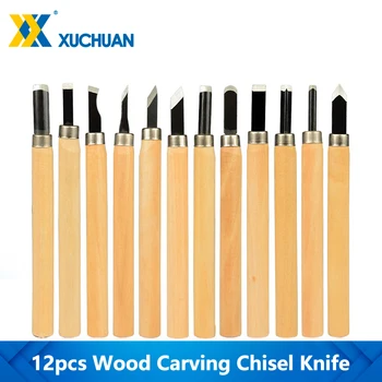 Набор ножей для стамески для резьбы по дереву 12 шт. для базовой детальной резьбы по дереву, ручные инструменты для деревообработки, гравировальный резак