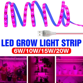 Светодиодная Лампа для растений Полного Спектра 5V USB Grow Light Strip 0,5 М 1 М 2 М 3 М Гидропонная Теплица Для Выращивания Семян Цветов Освещение 2835