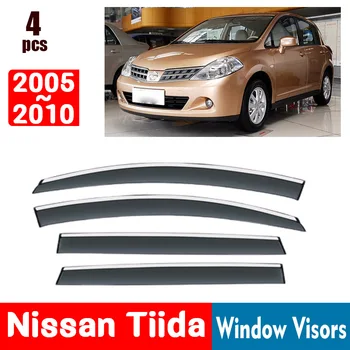 Для Nissan Tiida 2005-2010 Оконные Козырьки Защита от дождя, окна, дождевик, Дефлектор, тент, щит, вентиляционная защита, Абажур, отделка крышки