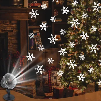 Рождественский лазерный проектор в виде Снежинки, Водонепроницаемая лампа для проектора движущегося снега для Хэллоуина, Праздничный дом, Декор для Новогодней вечеринки