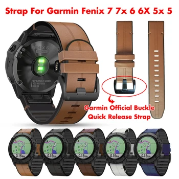 22-26 ММ Быстроразъемный Кожаный ремешок для Garmin Fenix 7x 7 6 Pro 6x Smart watch Band браслет Для Fenix 5 5x plus 3 3HR Correa