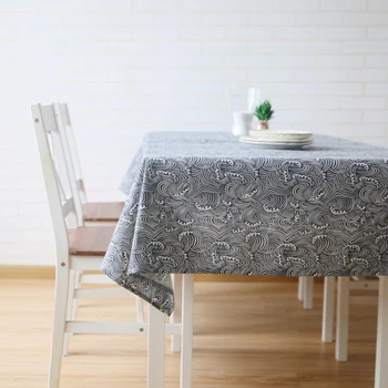 bawełna i obrus lniany prostota sektor fala stół do jadalni szafka na herbatę niebieska okładka Manteles