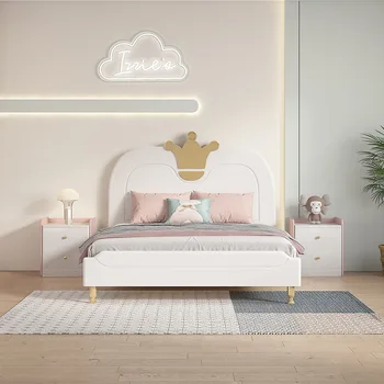 Детская мебель кровать кровать принцессы для девочек, белая односпальная кровать для спальни для девочек, кровать из массива дерева, современная простота, легкая экстравагантность