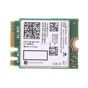 Сетевая карта Intel Dual Band Bluetooth Wireless-AC 3165 BT4.0 2,4G/5G 433M Форм-фактор нового поколения NGW Net Card
