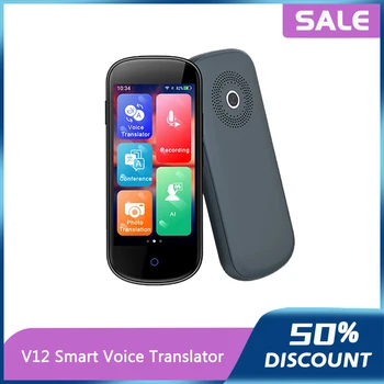 Беспроводной интеллектуальный переводчик V12 на 109 языков, двусторонний мгновенный голосовой переводчик в реальном времени, приложение 4G + WIFI, многоязычный