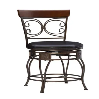  Высокий 25-дюймовый металлический стул с поворотной спинкой, темно-бронзовый, отделанный темной искусственной кожей