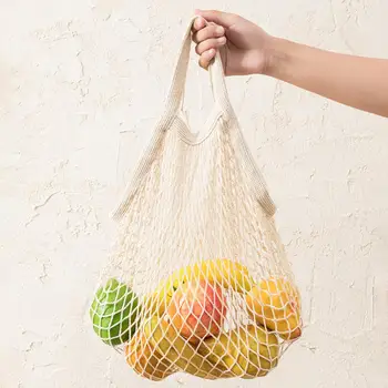 Портативная Многоразовая сумка для продуктов, Складная Легкая Сетчатая сумка-тоут для хранения фруктов и овощей, Моющаяся Мягкая ручка, прочная для покупок
